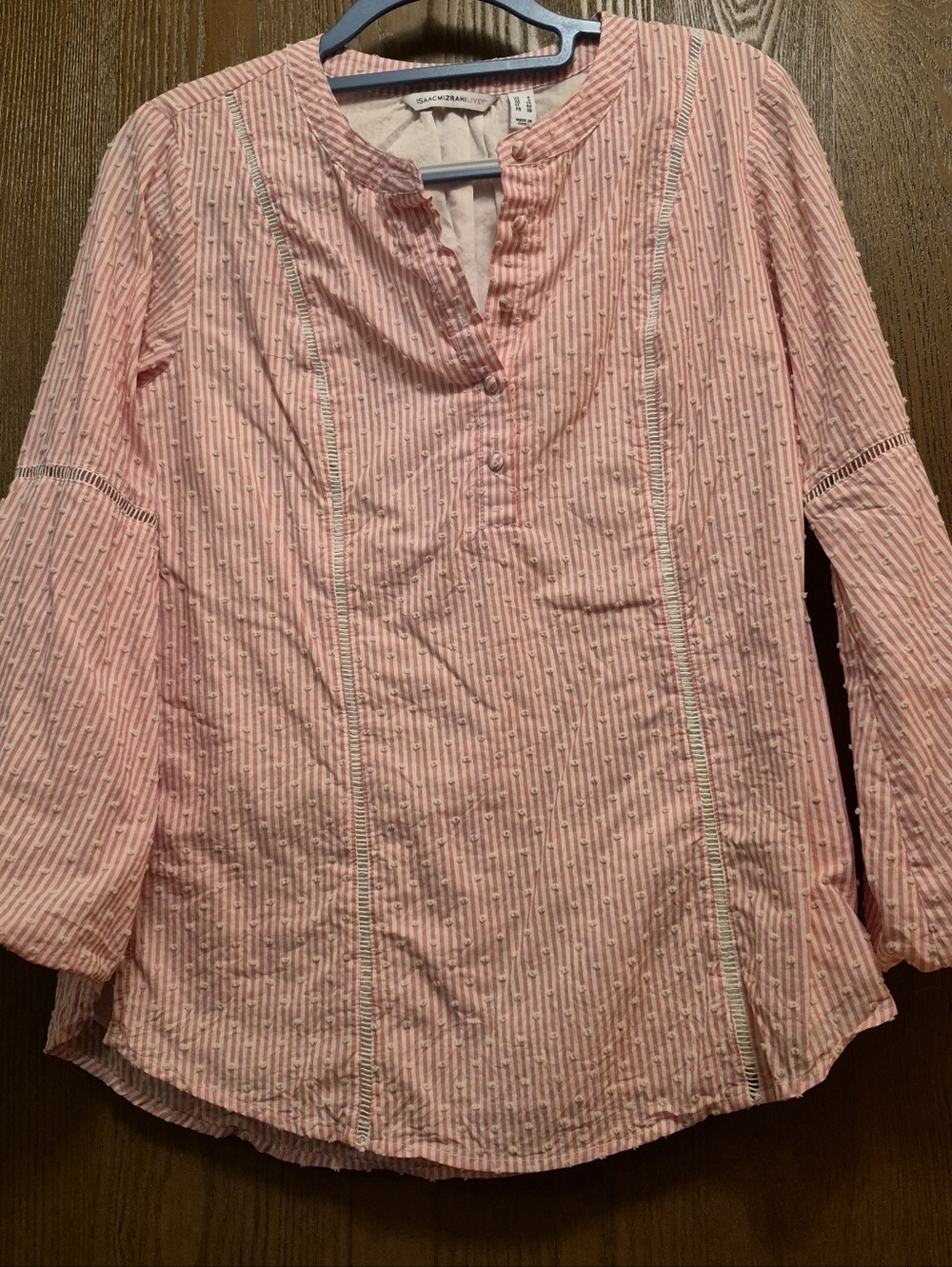Issac Mizrahi Pink Striped Pintuck Tunic Top Size 4